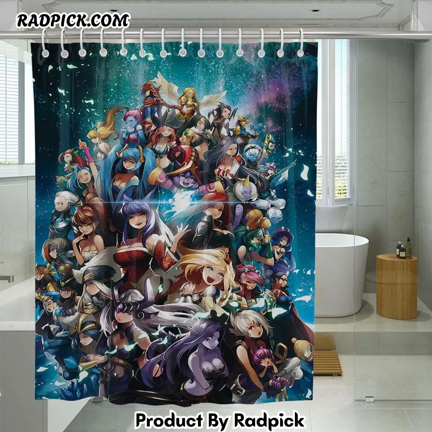 Girl of league of legends shower curtain set for bathroom decor gift for friends rp387864